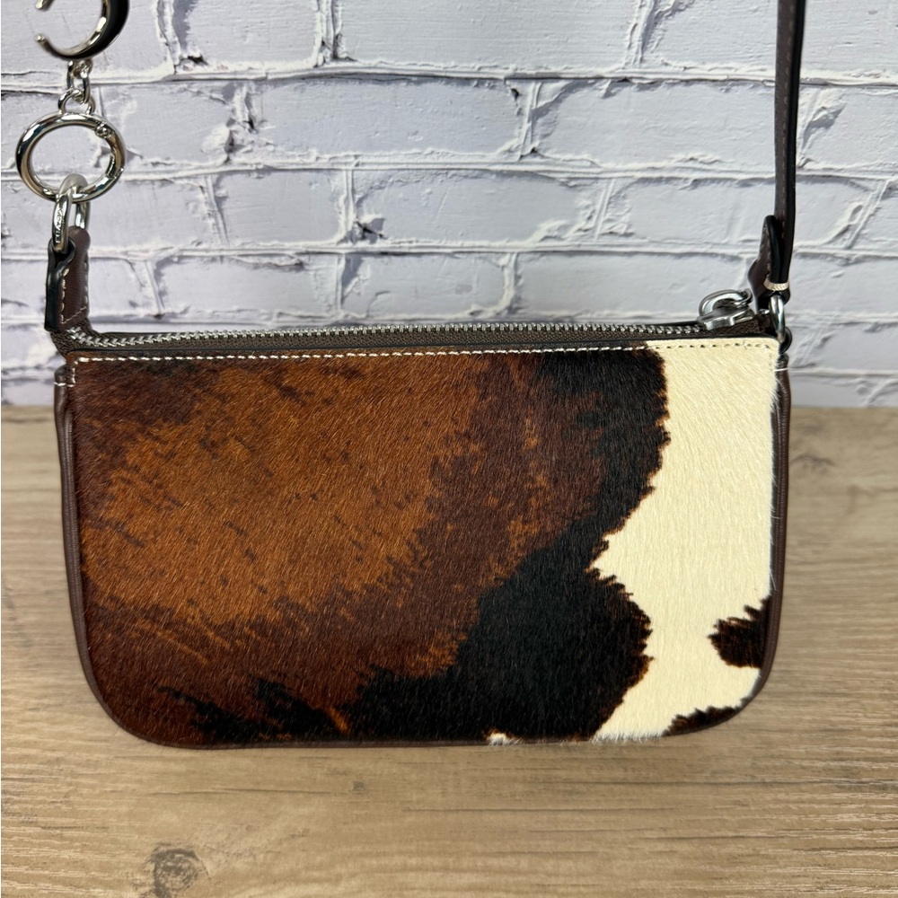 Coach Nolita 19 Cow Print NWT Silver with a free unbranded chain extender silver - Picture 7 of 14